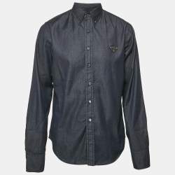 Prada Blue Denim Button Front Shirt XL 