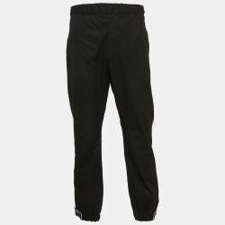 Prada Black Cotton Velcro Detail Jogger Pants L