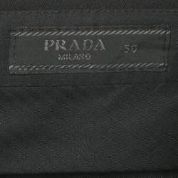Pre Owned Prada Black Gabardine Straight Leg Trousers L