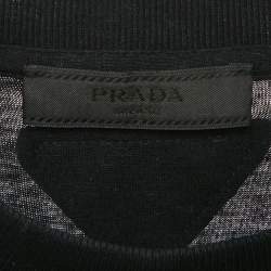 Prada Black Land of Prada Mermaid Embroidery Cotton Oversized Crew Neck T-Shirt L