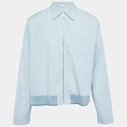 Prada Blue Studded Cotton Zip-Up Shirt XL