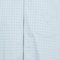 Prada Blue Studded Cotton Zip-Up Shirt XL