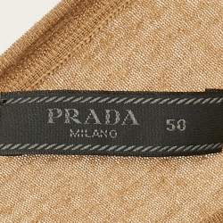 Prada Brown Wool Knit Crew Neck Sweater L 