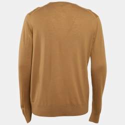 Prada Brown Wool Knit Crew Neck Sweater L 