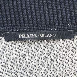 Prada Navy Blue Striped Knit Fitted Polo T-Shirt XL
