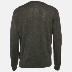 Prada Charcoal Grey Alpaca Wool Button Front Cardigan L 