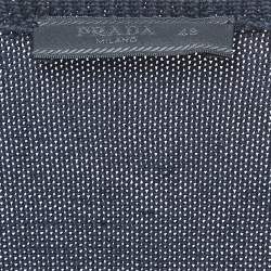 Prada Navy Blue Cotton V-Neck Jumper M 
