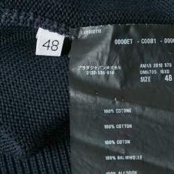 Prada Navy Blue Cotton V-Neck Jumper M 