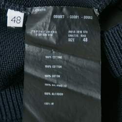 Prada Navy Blue Cotton V-Neck Jumper M 
