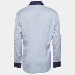Pre Owned Prada Blue Cotton Button Front Long Sleeve Shirt XL