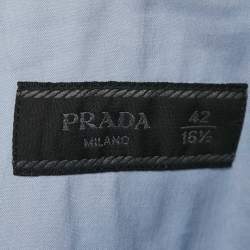 Pre Owned Prada Blue Cotton Button Front Long Sleeve Shirt XL
