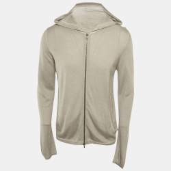Prada Beige Wool Knit Zip-Up Hooded Jacket XL