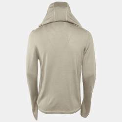 Prada Beige Wool Knit Zip-Up Hooded Jacket XL