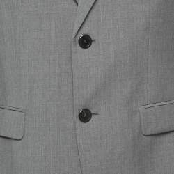 Pre Owned Prada Grey Virgin Wool Blazer Suit M