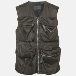 Prada Black Re-Nylon Tringale Logo Plaque Vest L