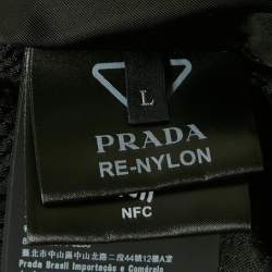 Pre Owned Prada Black Re-Nylon Tringale Logo Plaque Vest L