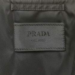 Pre Owned Prada Black Re-Nylon Tringale Logo Plaque Vest L