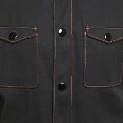 Prada Black Cotton Drill Button Front Long Sleeve Jacket M