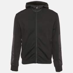 Prada Black Nylon Knit Zip-Up Hooded Jacket M