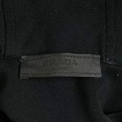مملوكة مسبقًا Prada Black Nylon Knit Zip-Up Hooded Jacket M