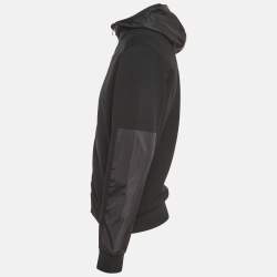 مملوكة مسبقًا Prada Black Nylon Knit Zip-Up Hooded Jacket M