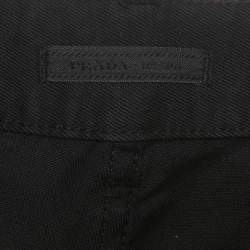 Pre Owned Prada Black Cotton Gabardine Pants L 