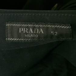 Pre Owned Prada Black Synthetic Velcro Detail Pants XL