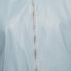 Pre Owned Prada Powder Blue Leather & Nylon Triangle Logo Reversible Jacket L