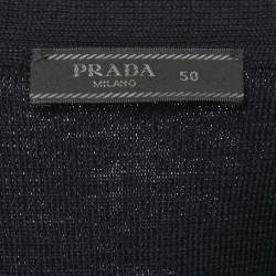 مملوكة مسبقًا Prada Navy Blue Wool & Nylon Paneled Cardigan L