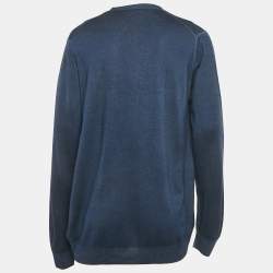 Pre Owned Prada Navy Blue Wool Knit Long Sleeve Cardigan XXL