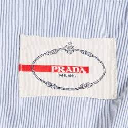 Pre Owned Prada Blue Striped Cotton Single Breasted Blazer XXL