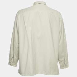 Pre Owned Prada Cream Corduroy Triangle Logo Pinwale Shirt M