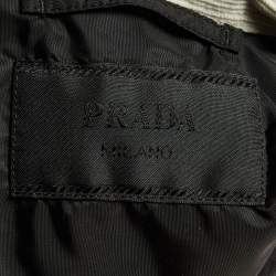 Pre Owned Prada Cream Corduroy Triangle Logo Pinwale Shirt M