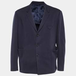 Pre Owned Prada Navy Blue Cashmere and Wool Single Breasted Blazer XXL