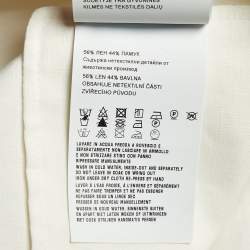 مملوكة مسبقًا قميص برادا أبيض كتّان وقطن أزرار أمامية فضفاض مقاس كبير جدا