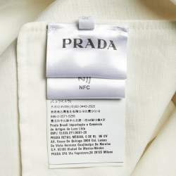 مملوكة مسبقًا قميص برادا أبيض كتّان وقطن أزرار أمامية فضفاض مقاس كبير جدا