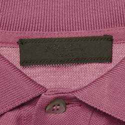 مملوكة مسبقًا Prada Pink Cotton Pique Polo T-Shirt M