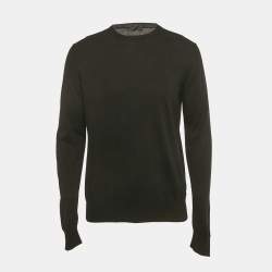 Pre Owned Prada Black Cotton Knit Crewneck Sweatshirt M