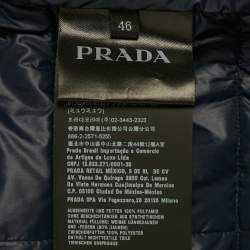 Pre Owned Prada Midnight Blue Nylon Zip-Up Quilted Down Jacket S