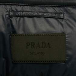 Pre Owned Prada Midnight Blue Nylon Zip-Up Quilted Down Jacket S