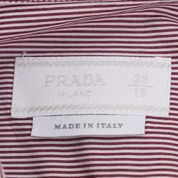 Pre Owned Prada Burgundy/White Pinstripe Cotton Long Sleeve Shirt S