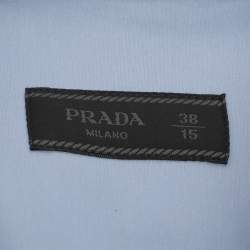 Pre Owned Prada Light Blue Stretch Cotton Long Sleeve Shirt S