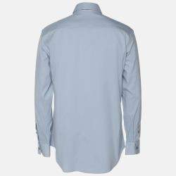 Pre Owned Prada Light Blue Stretch Cotton Long Sleeve Shirt S