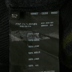 Pre Owned Prada Black Argyle Wool V-Neck Long Sleeve Sweater XL