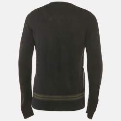 Pre Owned Prada Black Argyle Wool V-Neck Long Sleeve Sweater XL