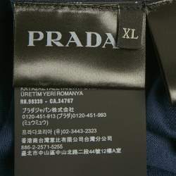 Pre Owned Prada Blue Logo Embossed Jersey Crewneck T-Shirt XL