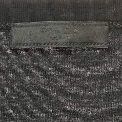 مملوكة مسبقًا تي شيرت برادا قميص جيرسي مزين بشعار أزرق برقبة مستديرة مقاس صغير