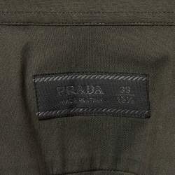 Pre Owned Prada Olive Green Cotton Blend Logo Detail Full Sleeve Shirt M
