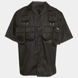 Pre Owned Prada Black Re-Nylon Pocket Detail Short Sleeve Shirt L