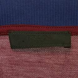 Pre Owned Prada Burgundy & Blue Cotton Triangle Logo Applique Two Tone Polo T-Shirt XXL